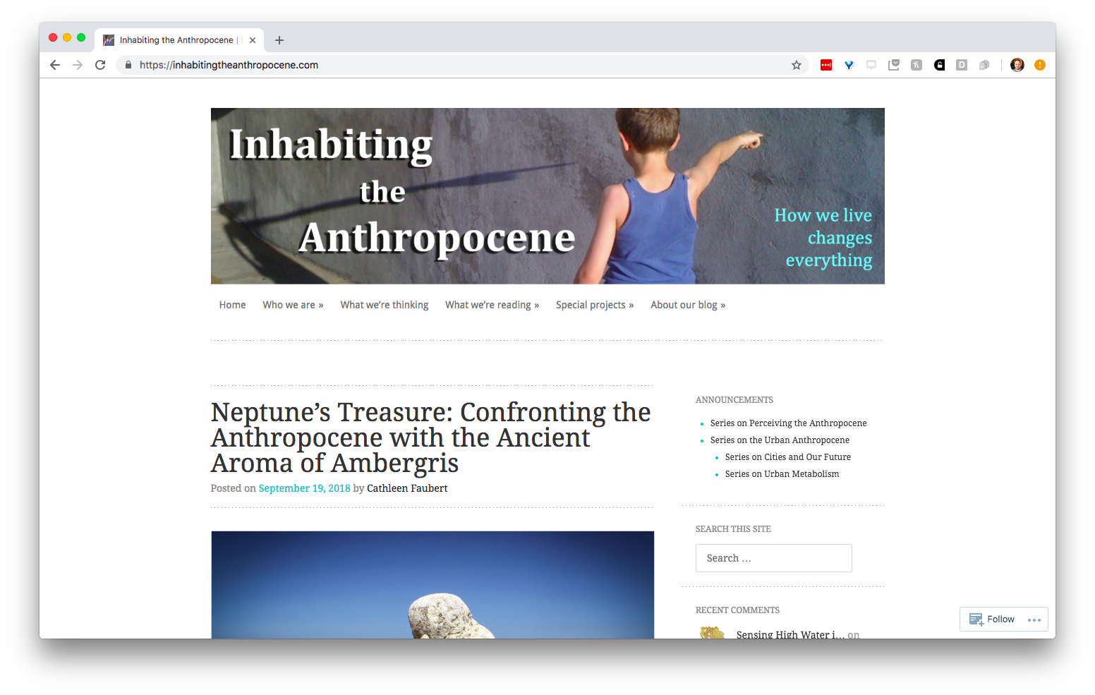 the top of Inhabiting the Anthropocene