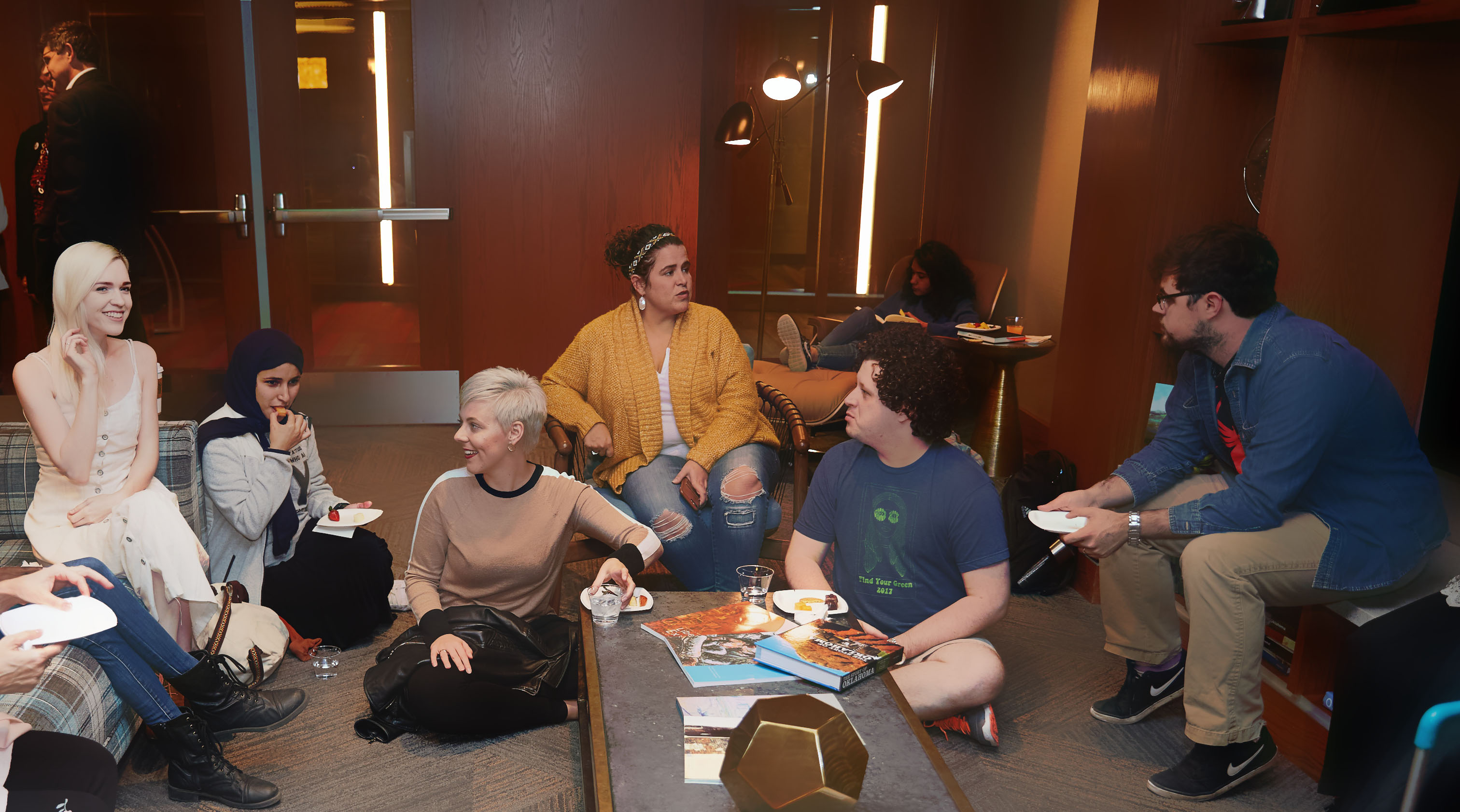 Grad students in the Scholars Lounge