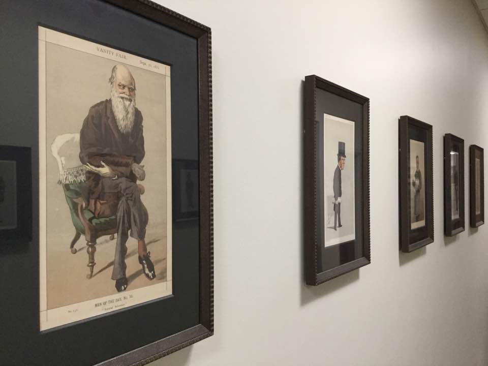 Photo of Illustrations of scientists on a wall